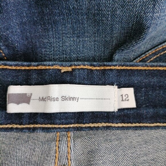 Levi's Womens Denim Blue Five Pocket Design Mid Rise Skinny Jeans Size 12 - Picture 5 of 10